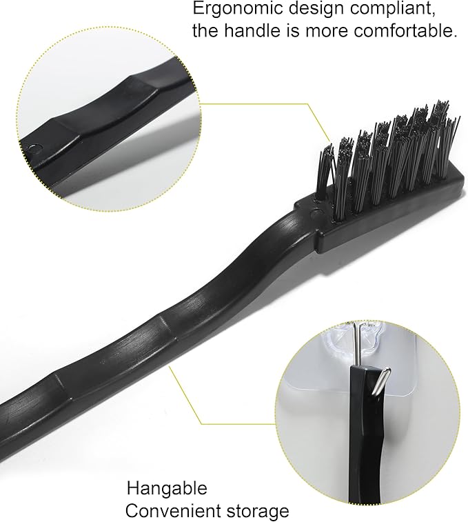 WAFJAMF 3 x 0.5cm Three Row Plastic Handle Anti Static Brushes Black Scraping Brushes 5 Pcs