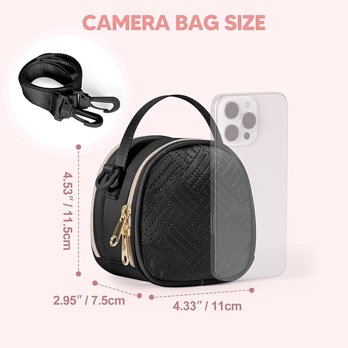 Prokva Mini Camera Bag Compatible with Polaroid Go Generation 2 Instant Camera, Small Sling Bag with Pockets and Shoulder Strap, Black