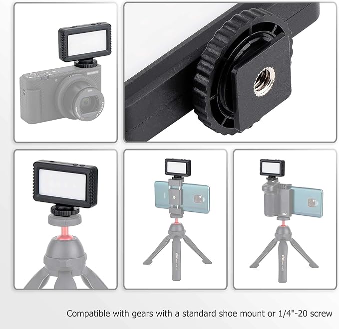 Kiwifotos Mini LED Video Light for Sony ZV-1F ZV1F ZV-1 II ZV1 ZV-E10 II ZVE10 Canon PowerShot V1 EOS R50 V & More Cameras, Flash Attachment Accessories for Vlog Shooting Record, Portable Rechargeable