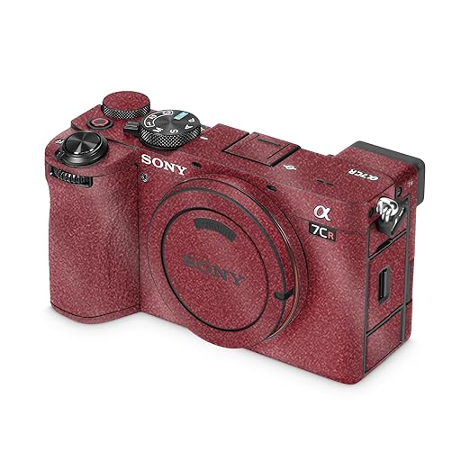 Glossy Glitter Camera Skin Compatible with Sony Alpha 7CR Camera (2023) - Solid Burgundy - Premium 3M Vinyl Protective Wrap Decal Cover - Easy to Apply | Crafted in The USA by MightySkins