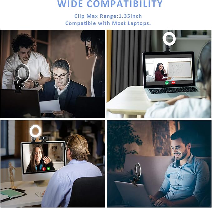 Video Conference Lighting Kit, Ring Light for Monitor Clip On,for Remote Working, Distance Learning,Zoom Call, Self Broadcasting and Live Streaming, Computer Laptop Video Conferencing