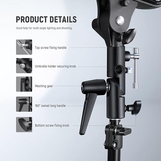 NEEWER Camera Flash Bracket H-Type Mount with Umbrella Softbox Holder, 180° Swivel Adjustable Metal Light Stand Adapter with 1/4" to 3/8" Screw Adapter for Speedlite LED Lamp Light Stand Tripod