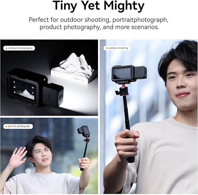 ULANZI LM18 2-Pack Vlogging Light Mini LED Action Camera Video Light Magnetic Photography Fill Lighting for DJI Osmo Action 3/4 Camera Cage Accessories and Ulanzi PK-06 Pocket 3/4 Expansion Adapter