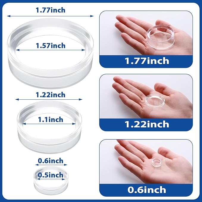 60 Pcs Baseball Holder Ring Stand 1.77 Inches Round Acrylic Stands, Small Display Stand Ring Clear Sphere Holder for Small Balls, Baseball, Golf Ball, Crystal Ball, Egg Stand, Marble, Softball