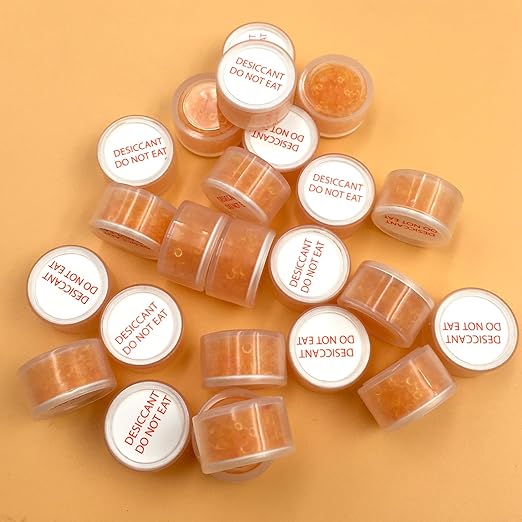 1 Gram 2000 Pack Silica Gel Desiccant Canister,Orange to White Indicating Desiccants Capsules, Moisture Absorbers for Food Storage, Food Grade Desiccant Dehumidifiers