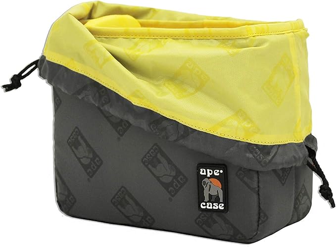 Ape Case Cubeze (ACQB 33 GY) Flexible Padded Storage Bag; Removable & Adjustable Padded Inserts; Drawstring Closure; Hi-Vis Yellow Interior; Exterior Pockets for Accessories; Grey