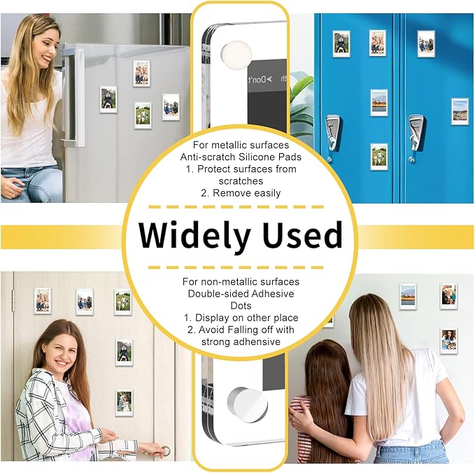 Yncotte 12 Pack Magnetic Fridge Frames, 2.3 * 3.5 Inch Acrylic Photo Magnets for Refrigerator, Double Sided Mini Picture Frame Magnets Clear for Fujifilm Instax Mini Instant Film