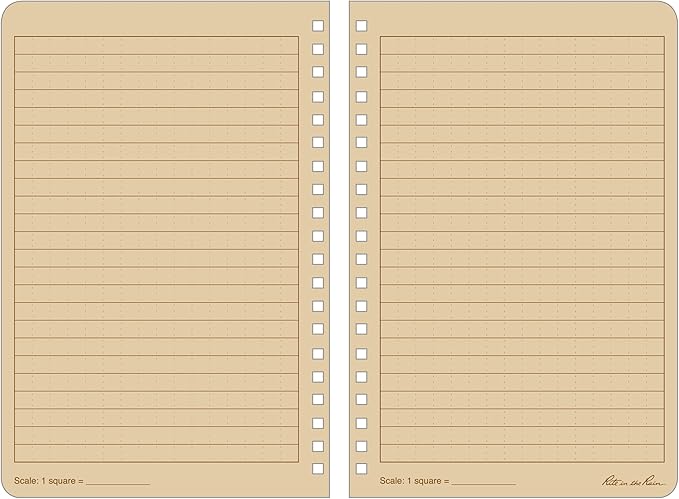 Rite in the Rain Weatherproof Side Spiral Notebook, 4.625" x 7", Brown Cover, Universal Pattern, 3 Pack (No. 473L3)