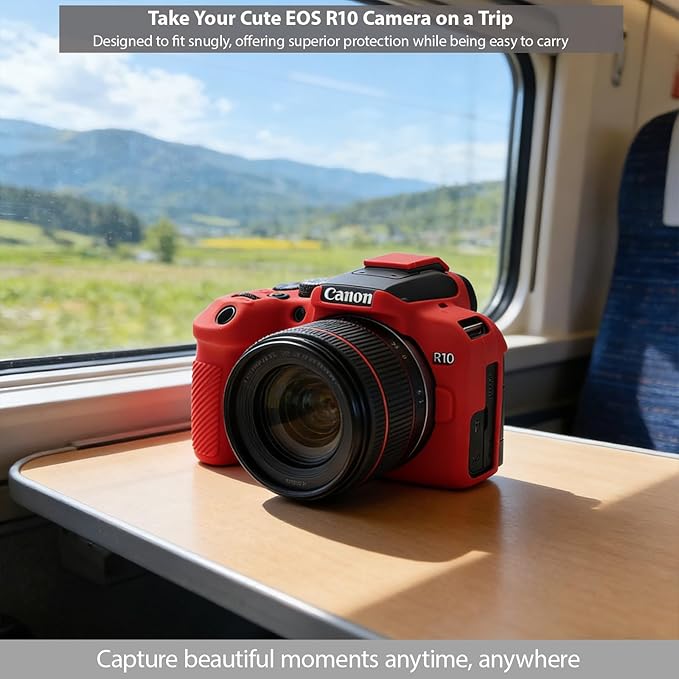 Frevyve Case for Canon EOS R10 Mirrorless Camera, Skin, Anti-Scratch, Lightweight Sleeve, Soft Silicone Rubber Protective Case Cover for Canon EOS R10 Accessories (Red)