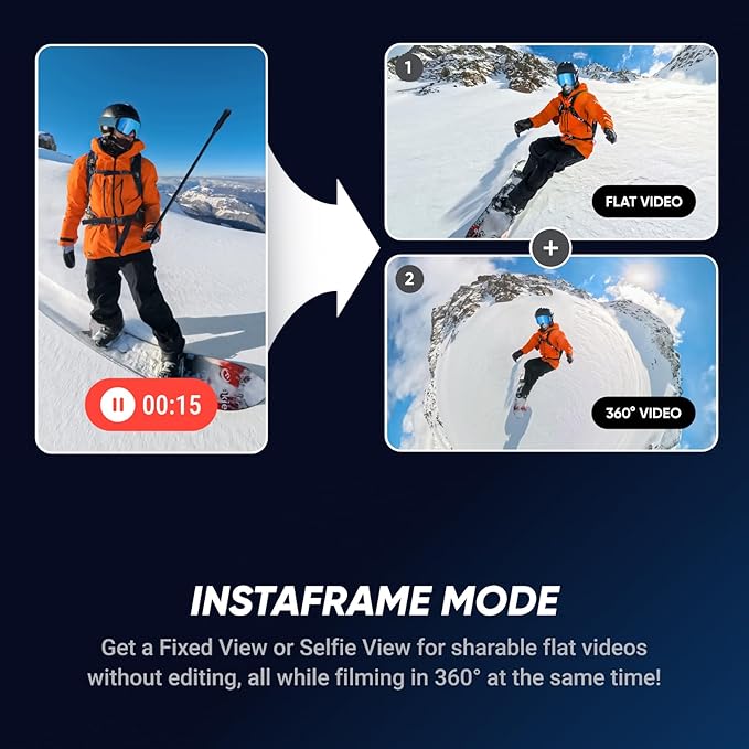 Insta360 X5 FlexiCare Bundle - Waterproof 8K 360° Action Camera, Leading Low Light, Invisible Selfie Stick Effect, Rugged & Replaceable Lens, 3-Hour Battery, Clear Audio, Stabilization