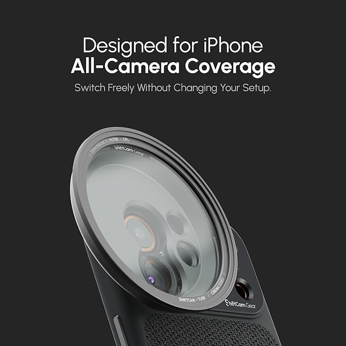 ShiftCam 72mm Magnetic Variable ND (VND) Filter 1–5 Stop – Rotating Dial for Cinematic Outdoor Shoot – Pro Exposure Control for iPhone & Android – Compatible with LensUltra