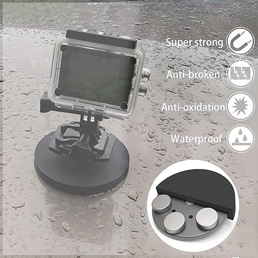 ULIBERMAGNET 24lb Magnetic Camera Mount with Mini Ball Head, Super Strong Rubber Coated Neodymium Magnet, 1/4''-20 Male Thread Stud for Security Camera