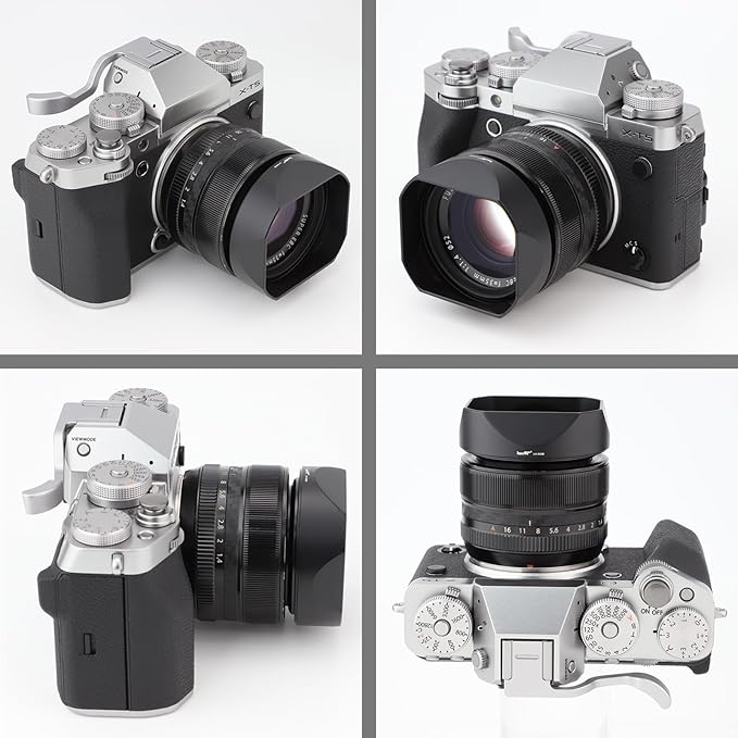 Haoge LH-X53B Square Metal Lens Hood Shade with Metal Cap for Fujifilm Fuji Fujinon XF 35mm F1.4 R / XF35mmF1.4 R Lens on Camera X-H1 XS-20 X-Pro3 X-T4 X-T3 X-T2 X-T30 X-T5