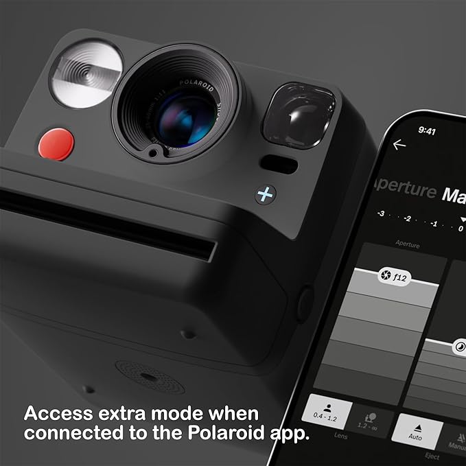 Polaroid Now+ 3rd Generation i-Type Instant Camera + 8 i-Type Color Film Bundle, Bluetooth Connected App Controlled, Black, Polaroid Camera Bundle with a Lumintrail Lens Cleaning Cloth