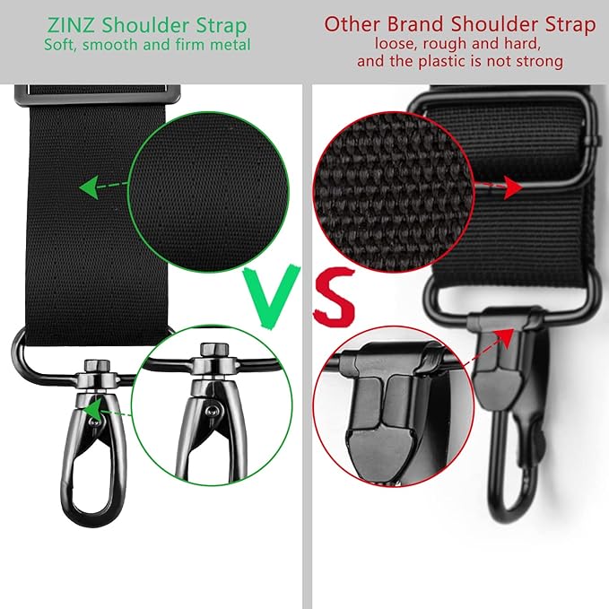 ZINZ 79 inch Shoulder Strap, Extra-thick Fixed Cushion Pad and Dual Clasps Universal Replacement Strap with Metal Swivel Hooks for Laptop Bags, Luggage Bags, Camera, Crossbody (200cm,Black)