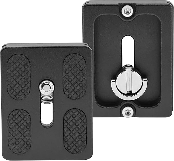 2 Pack Aluminum Alloy Quick Release Plate, Tripod Quick Release Plate PU50, for Arca Swiss Plate with 1/4" Slotted Screw/D-Ring Screw, Camera Mount Adapter for Standard Tripod Ball Heads