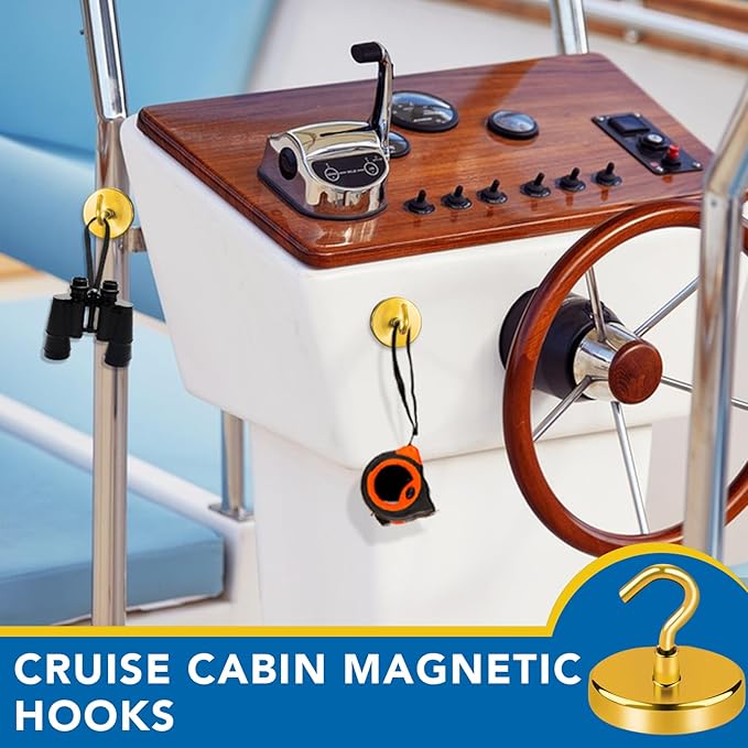 LOVIMAG Cruise Ship Essentials - 170Lbs Heavy Duty Yellow Magnetic Hooks for Cruise Cabins - Strong Hanging Hooks - 12 Pack