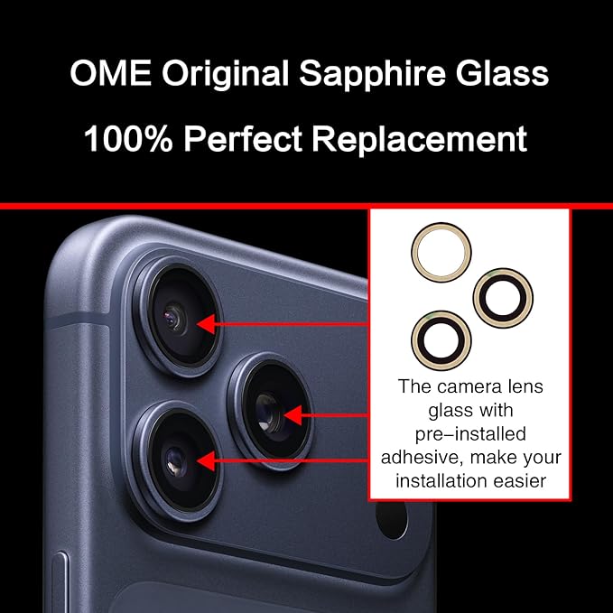for ASDAWN Back Rear Camera Lens Glass Replacement for iPhone 17 Pro Max and 17 Pro Camera Glass Lens Replacement with Pre-Installed Adhesive + Repair Tool Kit + Installation Manual