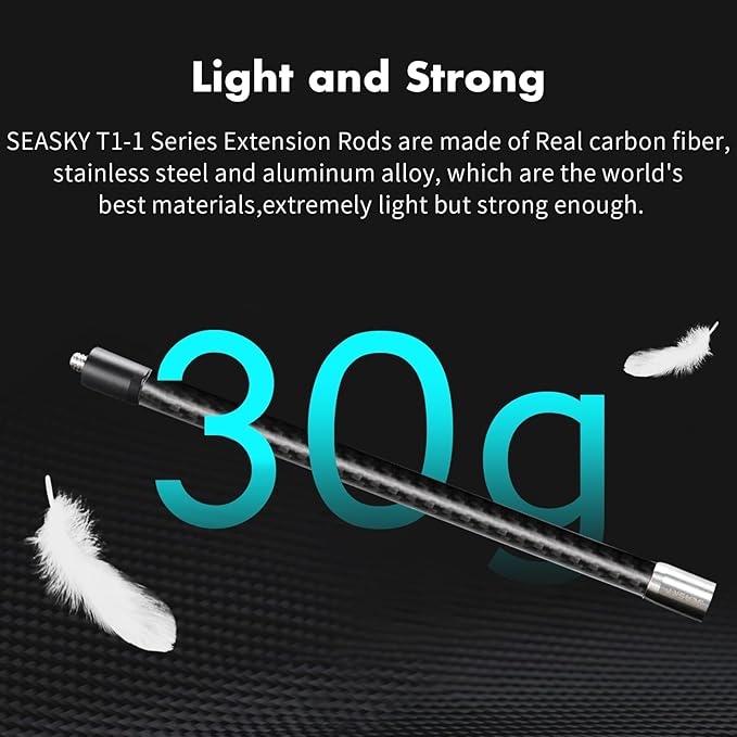 SEASKY T1 30cm Carbon Fiber Extension Rod Kit with 1/4 Adapter Sports Camera Third Person View Video Accessory for Insta360 X5 X4 X3 X2 X RS for GoPro Max 2 for DJI OSMO 360 Panoramic Camera
