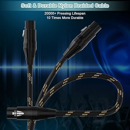 XLR to 1/4 Inch (6.35mm) TRS Cable, Balanced XLR Female to 1/4 Adapter 6FT 2Pack, Quarter Inch to Microphone Cable