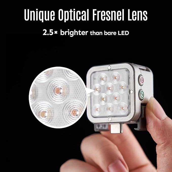 Harlowe Atom 2 Universal Creator Kit - Mini Magnetic Camera Light 2W - Type-C Rechargeable Motion-Sensor Fill Light for Vlogging - Portable Lighting Kit with Diffuser, Indoor & Outdoor Use