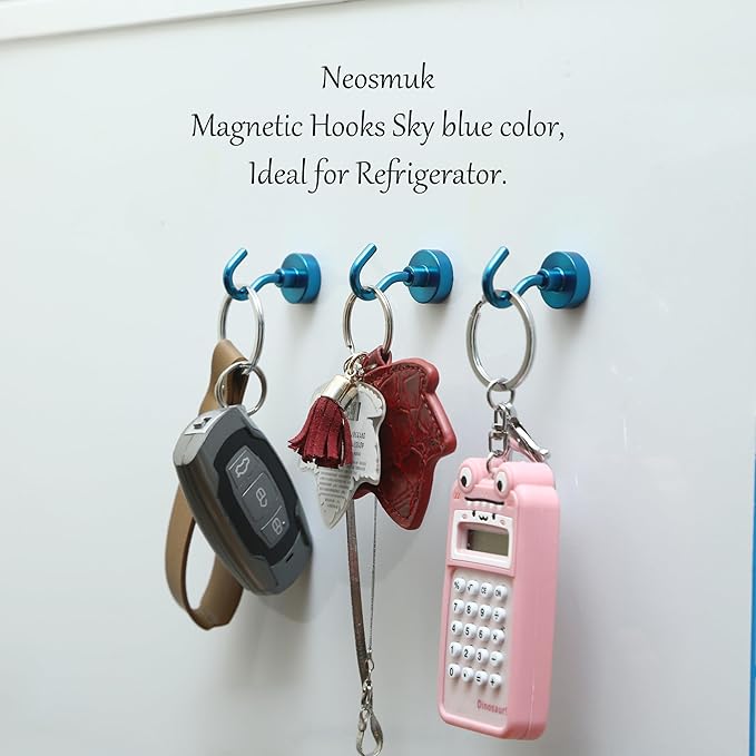 Neosmuk Magnetic Hooks, Cruise Ship Essentials, 30lb+ Heavy Duty Magnetic Hooks for Cruise Cabins, Refrigerator, Grill, Hanging, and Travel | Extra Strong Must-Haves Magnet Hook,RoyalBlue,5 Pack