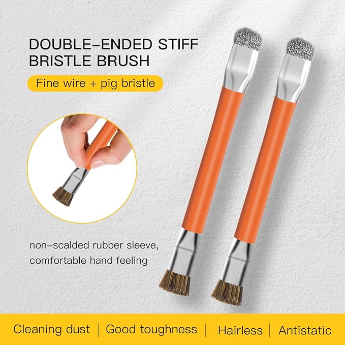 GTHUNDER 2pcs Phone Motherboard IC Cleaning Brush,Double Head Anti-Static ESD Safe Hard Brush,Motherboard Cleaning Tools Cleaning Brush for Cleaning Computer,Mobile Phone,Watch etc（Orange