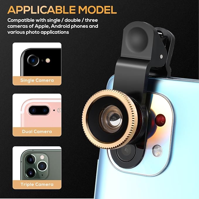 Phone Camera Lens Macro Lens for Fisheye Camera Magnetic Earbuds Phone Accessories Kit Smartphones Clip for Cell Tech Wide Angle