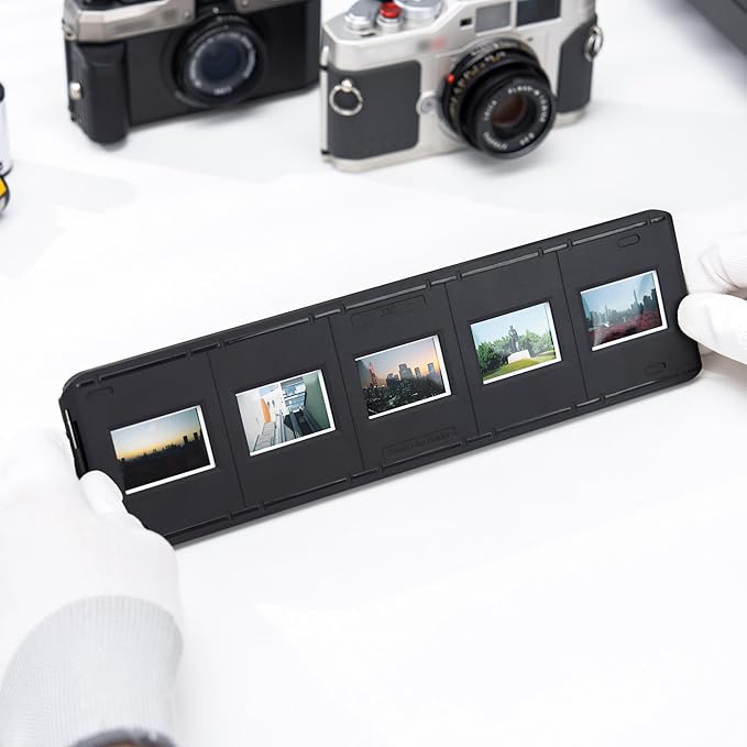 JJC Slide Mount Holder for 35mm Compatible with Film Scanners Copying Equipment, Holds 5 Negative Frames On Digitizing Adapter Set
