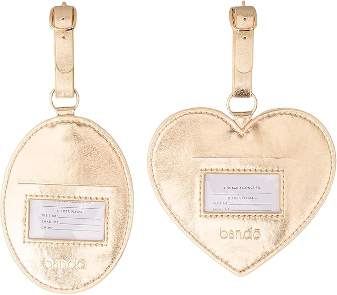 ban.do Getaway Suitcase Tag Set of 2 for Travel, Novelty Shaped Durable Vegan Leather Luggage Identifier (Lockets)