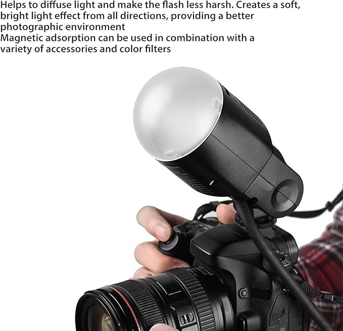 Dome Diffuser, Plastic Dome Magnetic Diffuser, Magnetic Adsorption Round Flash Head for H200R Round Flash Head, V1 Fill Light Series