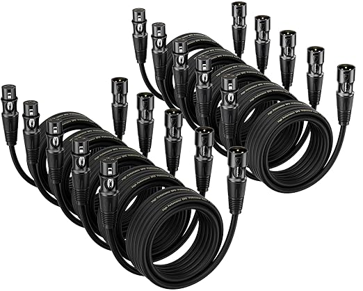 XLR Cables 6 Ft 10 Packs - Male to Female Microphone Cable with 3-Pin Balanced Shielded XLR Speaker Cables Mic Cable