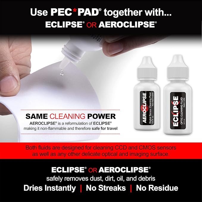 Photographic Solutions PEC-PAD Lint Free Non-Abrasive Photo Wipes 9 x 9 (23 X 23cm) 25-Sheets