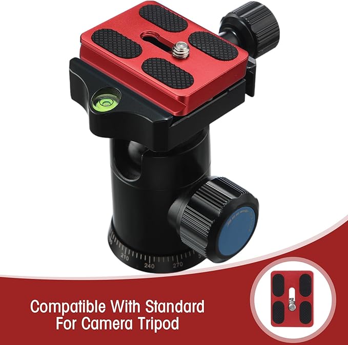 Frienda 2 Pieces Metal Quick Release Plate with 1/4''-20 Camera Screw Tripod Mount Plate Fits Standard for DSLR Camera Tripod Ball Head(Red,Pu50)