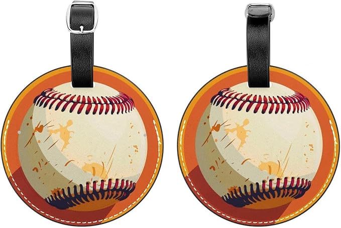2 Pack Baseball Ball Background Luggage Travel Bag Tags