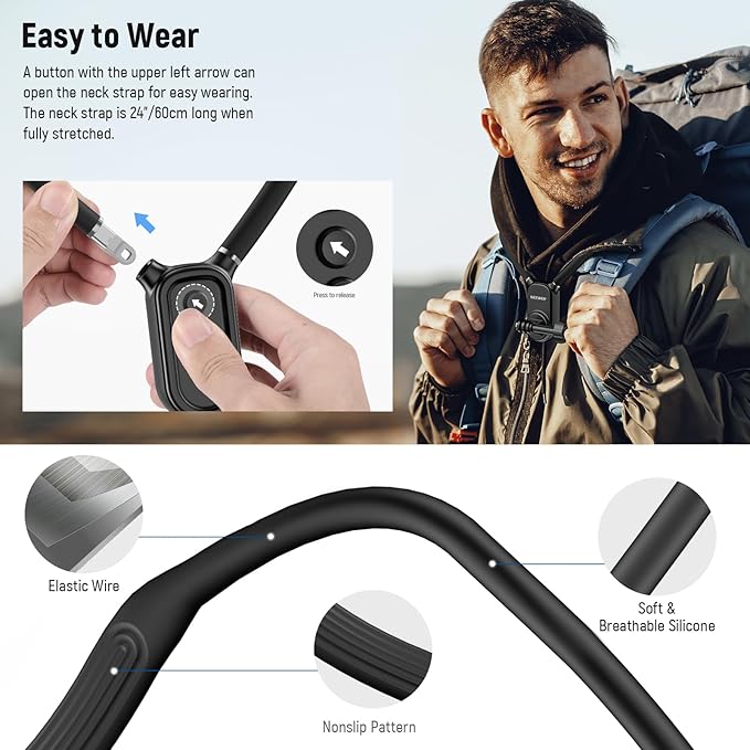 NEEWER Magnetic Neck Mount with Pocket 3 Cage, Flexible Quick Release Action Camera Neck Holder Compatible with Hero 13 12 11 Max DJI Action 5 Pro Insta360 Osmo Pocket 3 Accessory for POV, GP39