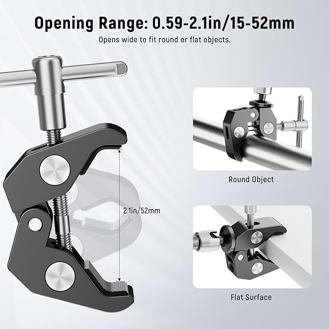 NEEWER 9.8"/25cm Adjustable Magic Arm with Basic Mini Ball Head, Super Clamp, 1/4" & 3/8" Threads, 1/4" Screws for Flash/LED Light/Microphone/Monitor, Compatible with SmallRig Camera Cage, ST25C