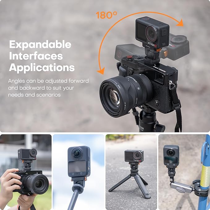 REYGEAK Cold Shoe Adapter Mount for DJI Osmo 360/Action 5 Pro/4/3,Magnetic Quick Release Mount with 1/4" Screw for DSLR,Selfie Sticks,Tripods Photography Accessories