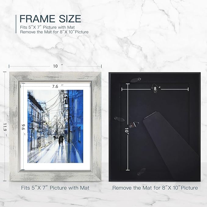 XUANLUO 8x10 Picture Frames Set of 4 Rustic Retro Photo Frame with HD Plastic Cover for Wall Mount and Tabletop Display Family Friends Wedding Gift
