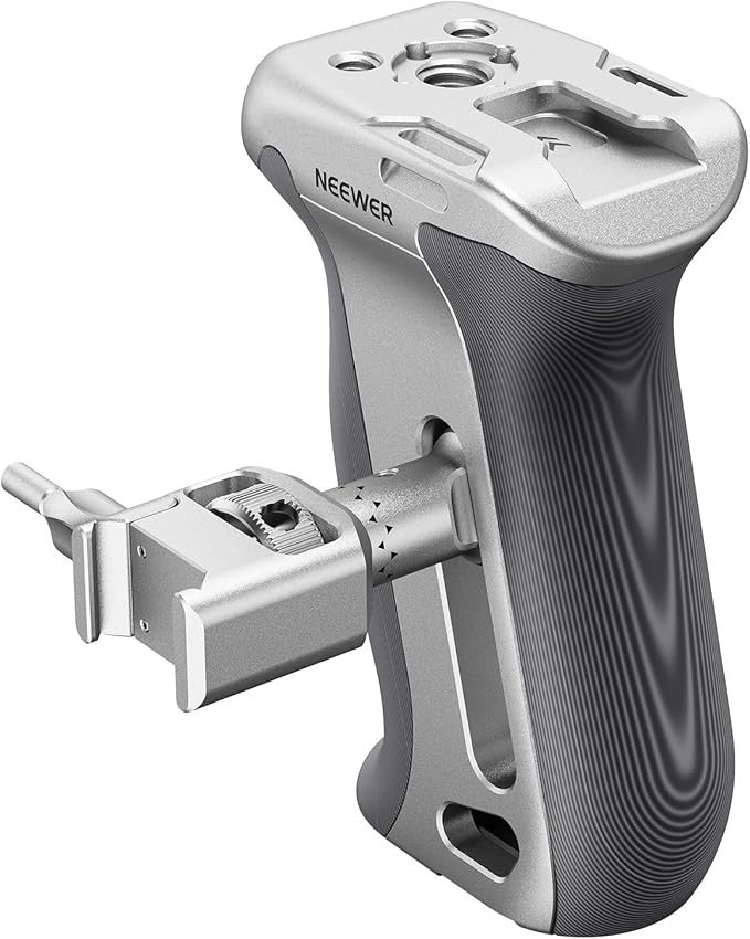 NEEWER Quick Release NATO Side Handle, Ergonomic Camera Side Handgrip with NATO Clamp, Nonslip Grip, Cold Shoe, 1/4" & 3/8" Thread for ARRI, Compatible with SmallRig Camera Cage, CA130