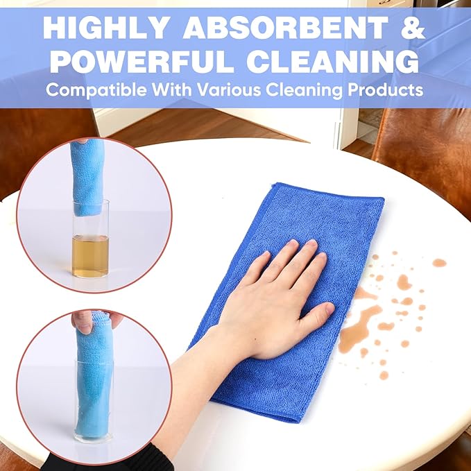 10 Colors Microfiber Cleaning Cloths, 10 Pack Assorted Cleaning Rags, Highly Absorbent Microfiber Towels for Car, Kitchen, Bathroom and Household Cleaning, 11.8"X11.8"