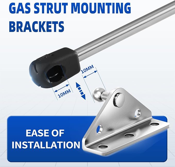 ARANA 10MM Ball Stud Mounting Bracket for Universal Gas Struts Lift Supports Shocks Spring Prop Mounts Brackets Kits Silver 4PCS with 16 Screws (Only Fits 10mm Ball Head)