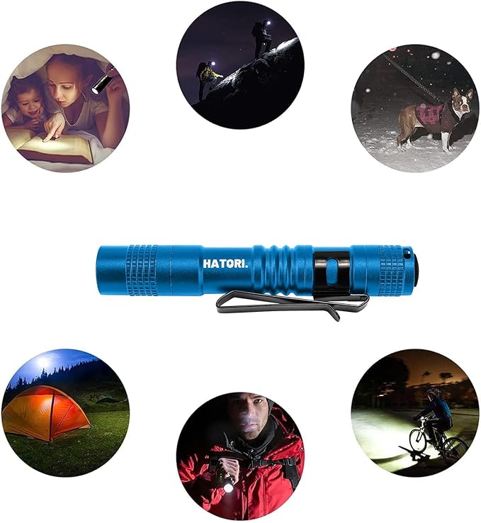 HATORI Led Flashlight Small Super Bright Handheld Flashlights High Lumens Mini Pocket Pen Light for Camping Emergencies Outdoor EDC Tactical Flashlights (1 Pack)