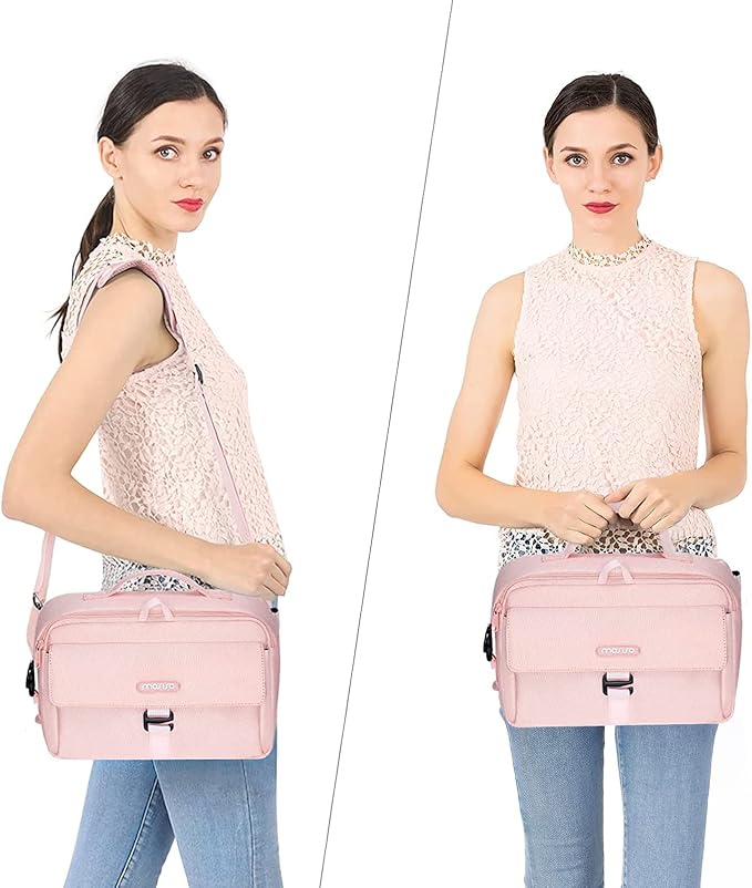 MOSISO Camera Shoulder Bag Case Crossbody Sling Purse, DSLR/SLR/Mirrorless Compact Padded Photography Handbag with Rain Cover Compatible with Canon/Nikon/Sony Cameras and Lenses, Pink