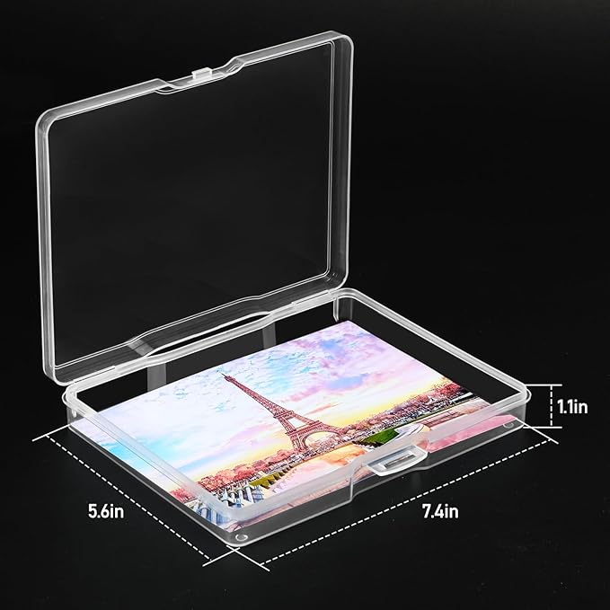FAAYUCK Photo Storage Box 5 x 7 Inches, 6 Pack Photo Organizers and Storage, Acid-Free Picture Storage Container, Stackable Craft Keeper for Photos, Cards, Stamps, Scrapbooking, Office Supplies etc
