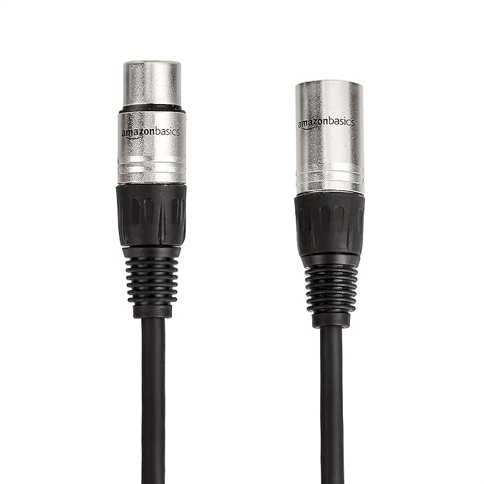 Amazon Basics 2-Pack XLR Microphone Cable for Speaker or PA System, All Copper Conductors, 6MM PVC Jacket, 3 Foot, Black