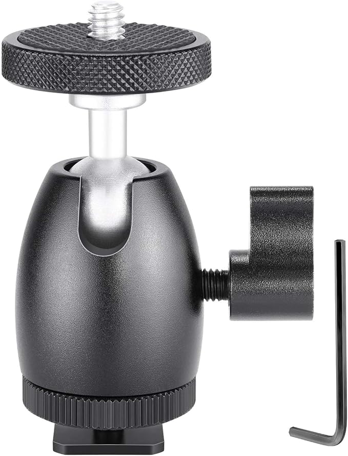Neewer Mini Tripod Ball Head Mount, 1/4 inch Screw with Phone holder, Lock and Hot Shoe Mount Adapter Compatible with Compact DSLR Camera, LED Light,Ring Light,Load Up to 4.4 pounds/2 kilograms