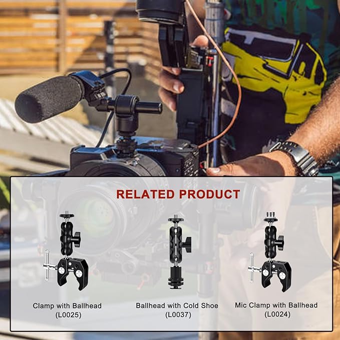 Magic Arm with Dual Ball Head and 1/4" Screw, Compatible with Super Clamp, Camera Cage, Monitor and Microphone, Max Load up to 2kg / 4.4lb - 2 Pieces
