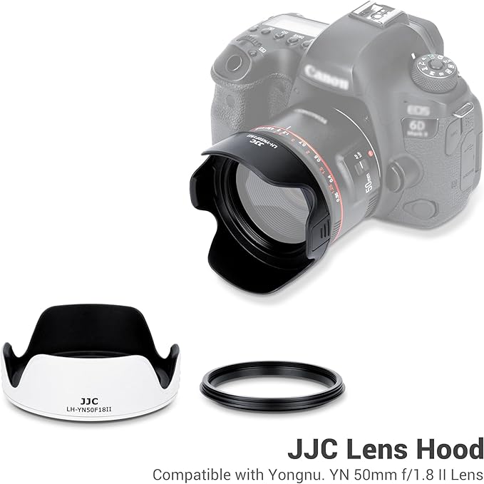 White Lens Hood for Yongnuo YN 50mm f/1.8 II Lens, Reversible Lens Shade Protector Compatible with 58mm Filter or Lens Cap