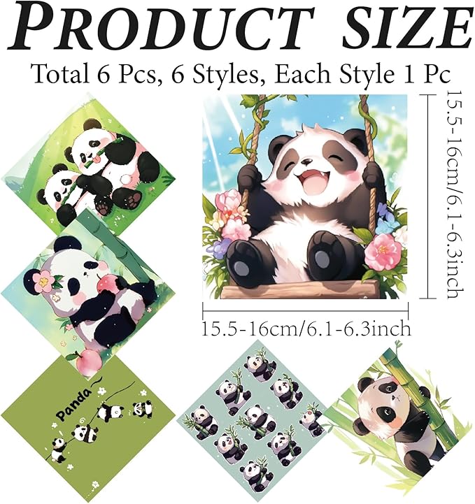 CREATCABIN 6 Packs Cute Panda Glasses Cleaning Cloth Microfiber Cloth Soft Multi-Color Cleaner Sunglasses Reusable Thicken Wipes Clothes for Eyeglasses Camera Cell Phone Lens Screens 6 x 6 Inch
